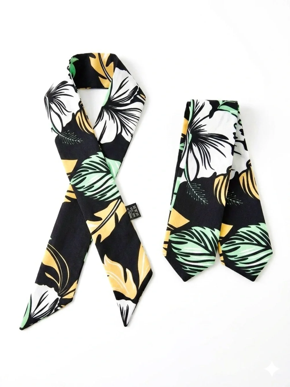 Bohemian Tropical Print Multifunction Scarf / Twilly Ribbon